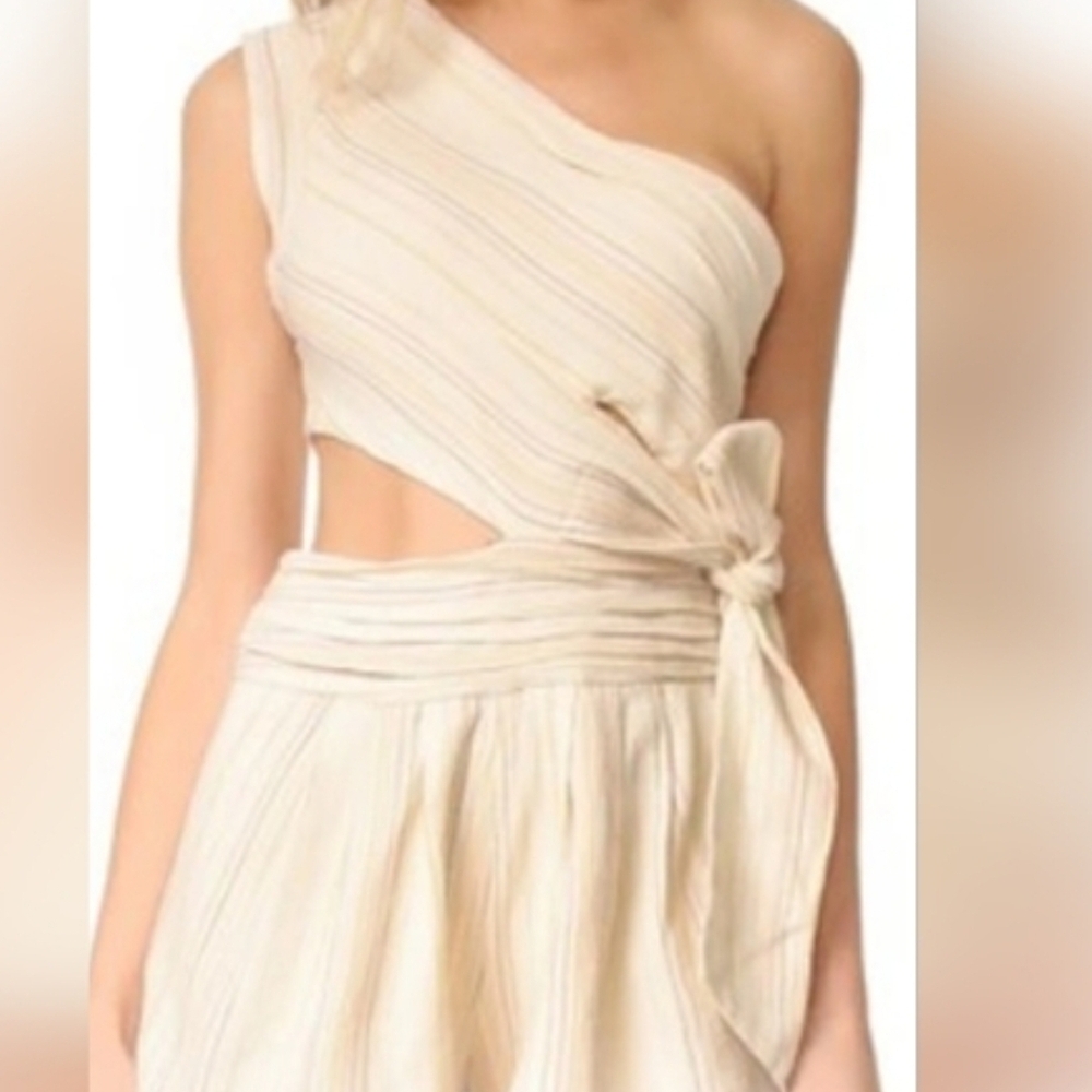 Free People Cream One-Shoulder Jumpsuit